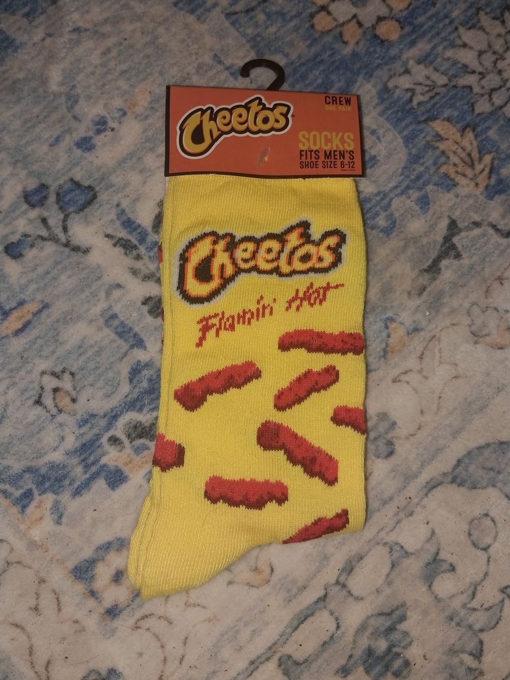 Flamin' Hot Yellow Crew Socks - Branded Snack Design